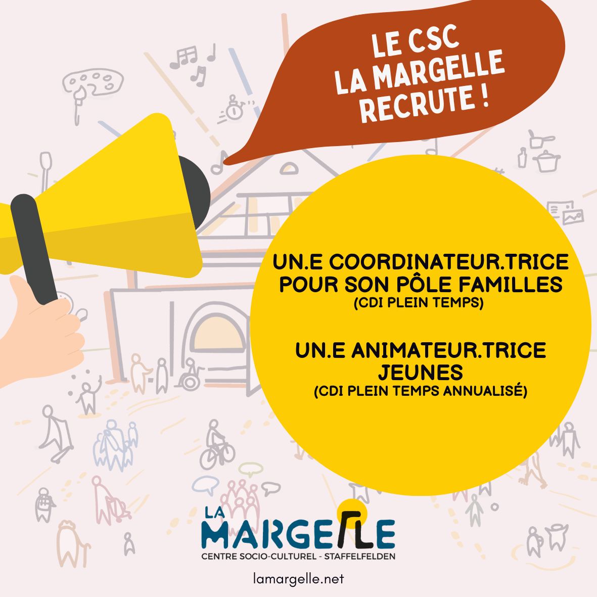 La Margelle recrute un.e coordinateur.trice Pôle Familles & un.e animateur.trice Jeunes
