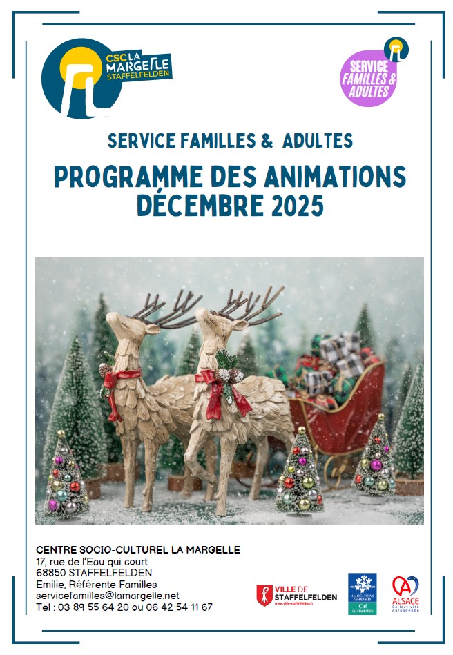 Service Familles & Adultes - programme des animations de décembre 2025