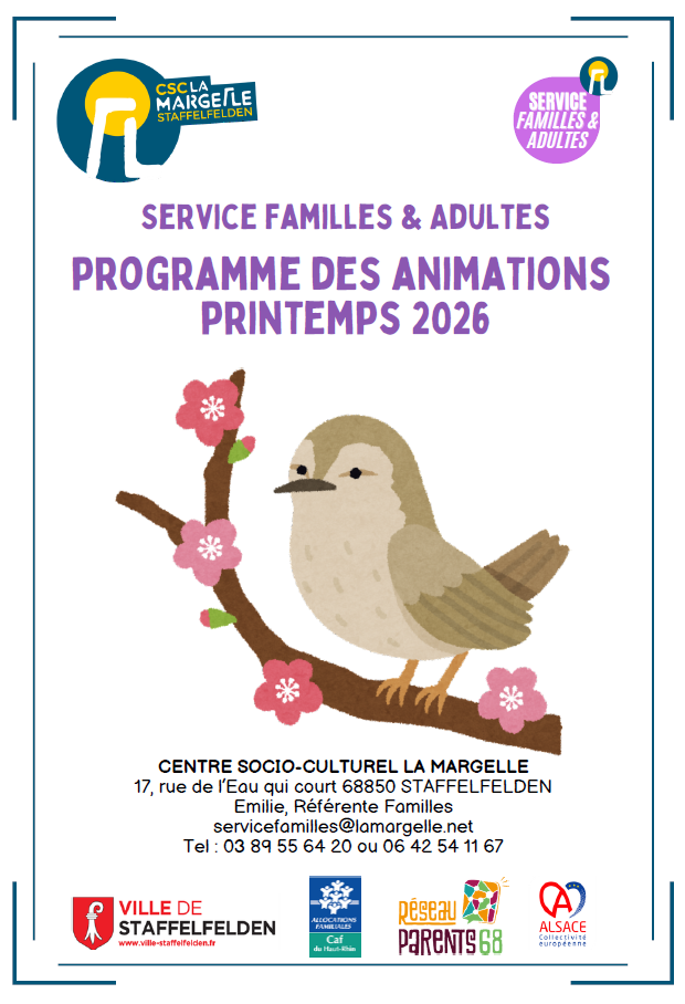 Service Adultes & Familles - animations de printemps 2026