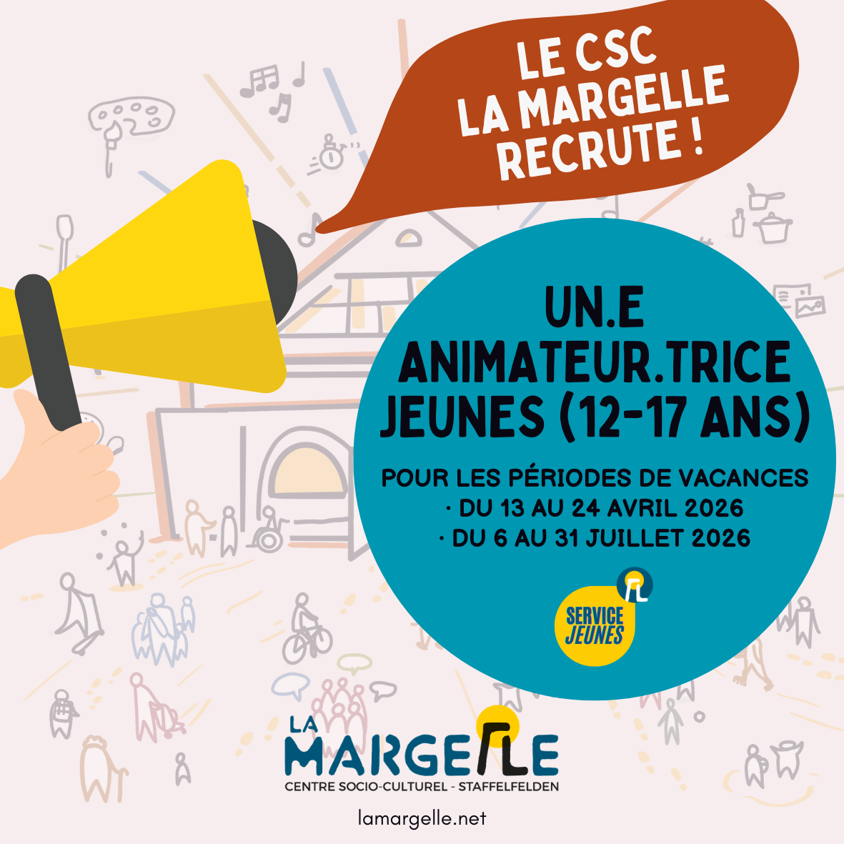 La Margelle recrute un.e animateur.trice Jeunes (12-17 ans) pour les périodes de vacances scolaires