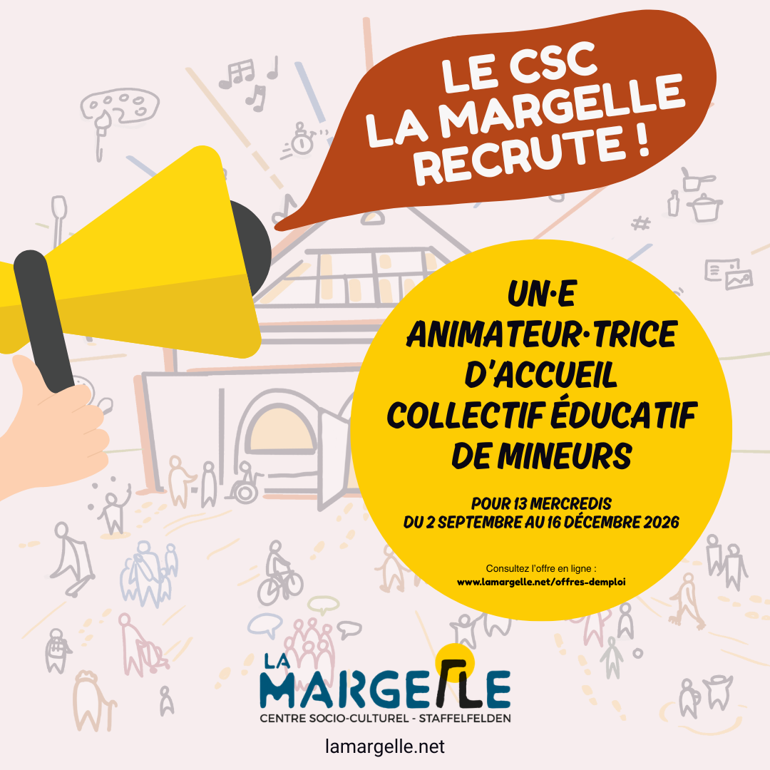 La Margelle recrute un·e animateur·trice d'Accueil Collectif Éducatif de Mineurs pour les Mercredis Loisirs