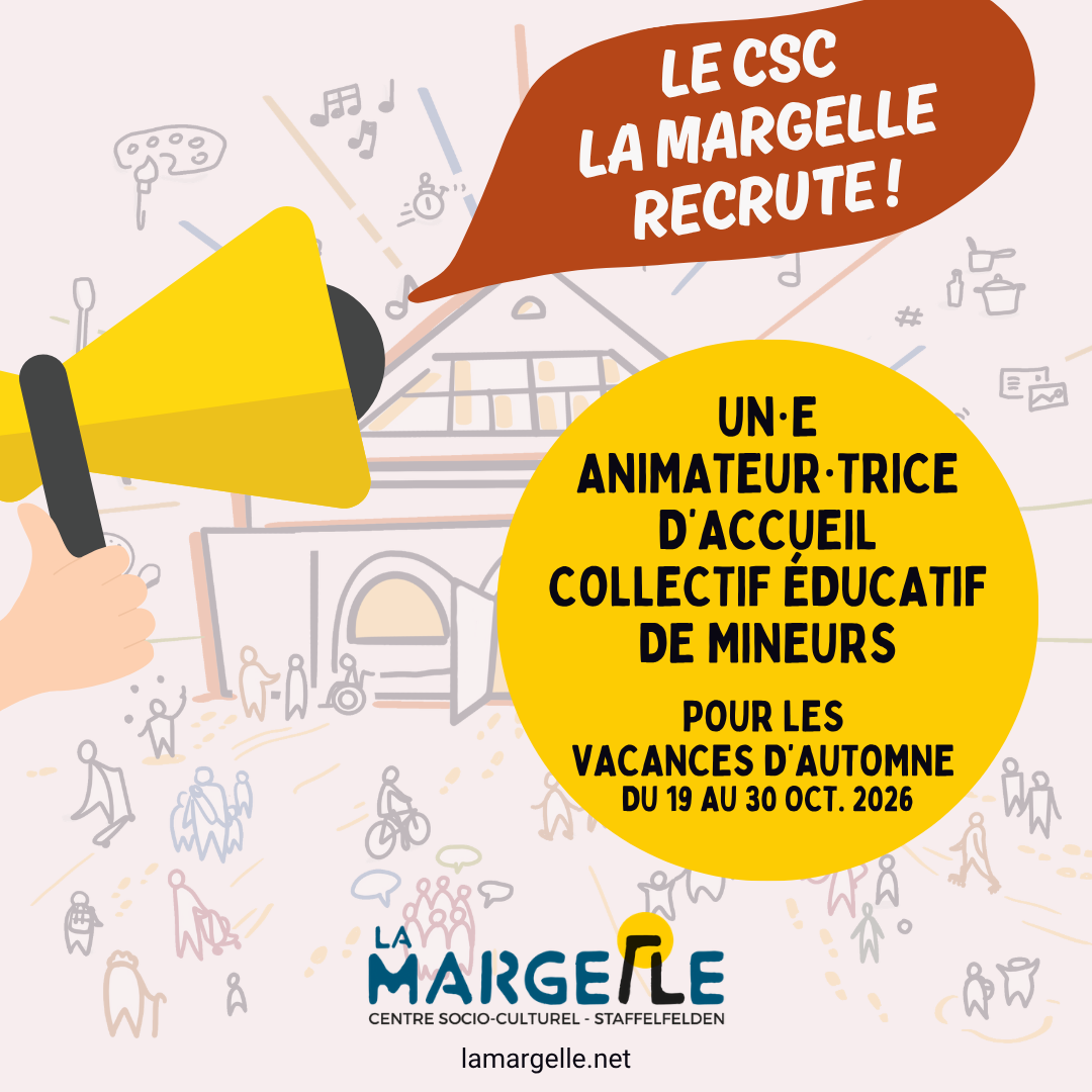 La Margelle recrute un.e animateur.trice d’Accueil Collectif Éducatif de Mineurs pour les vacances d'automne
